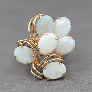Vintage Opal Layered Cocktail Ring in 14k Yellow Gold