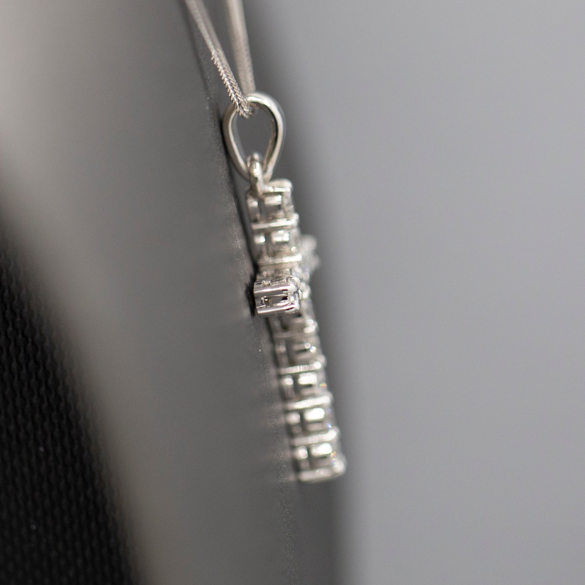 Handcrafted Classic Diamond Christian Cross Pendant in 14k White Gold 0.89cttw