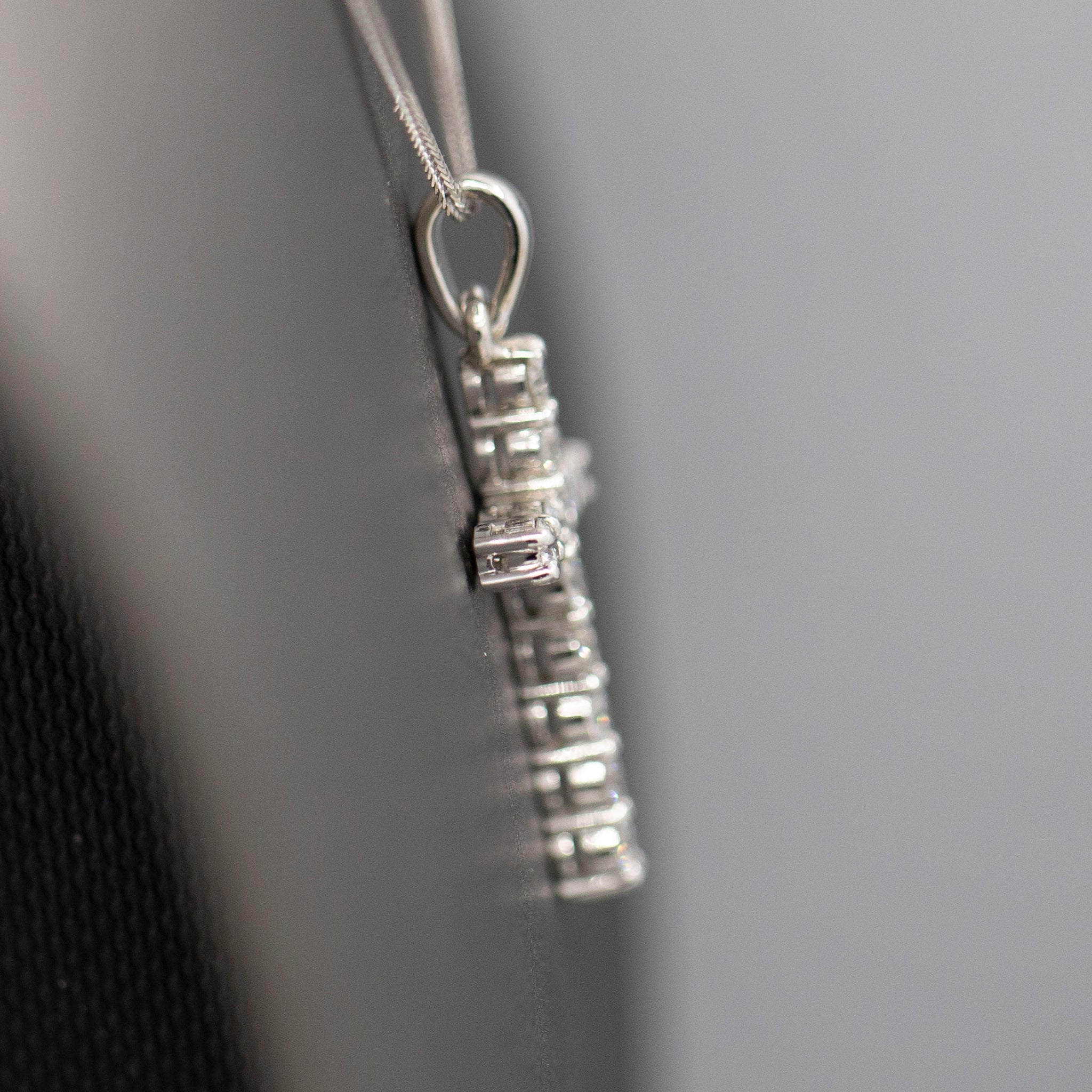 Handcrafted Classic Diamond Christian Cross Pendant in 14k White Gold 0.89cttw