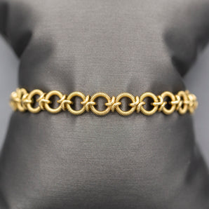 Luxe Circle and X Link Bracelet in Solid 18k Yellow Gold