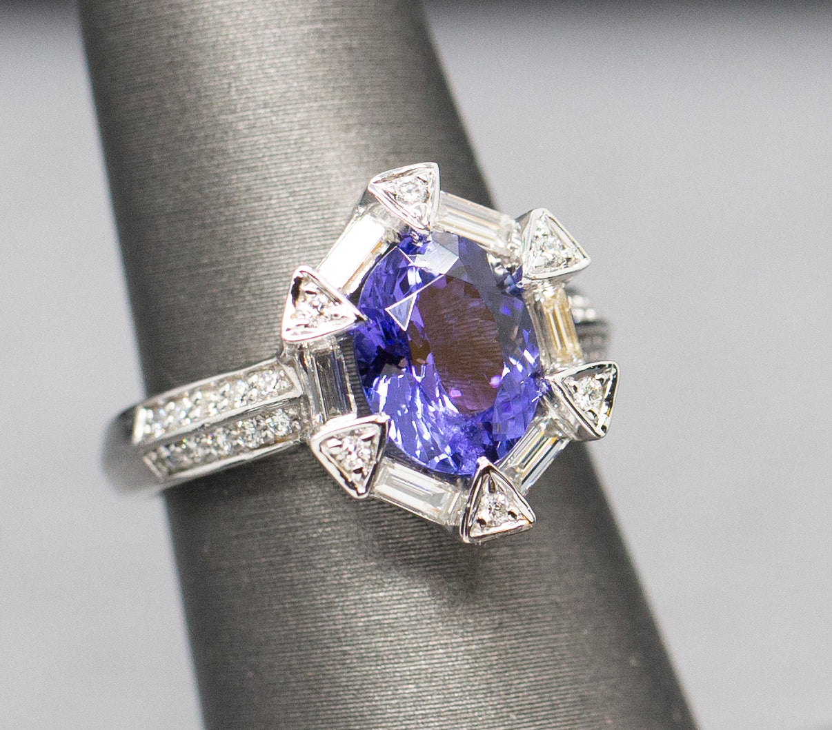 Luxe 2.87ctw Natural Tanzanite and Diamond Ring in 14k White Gold