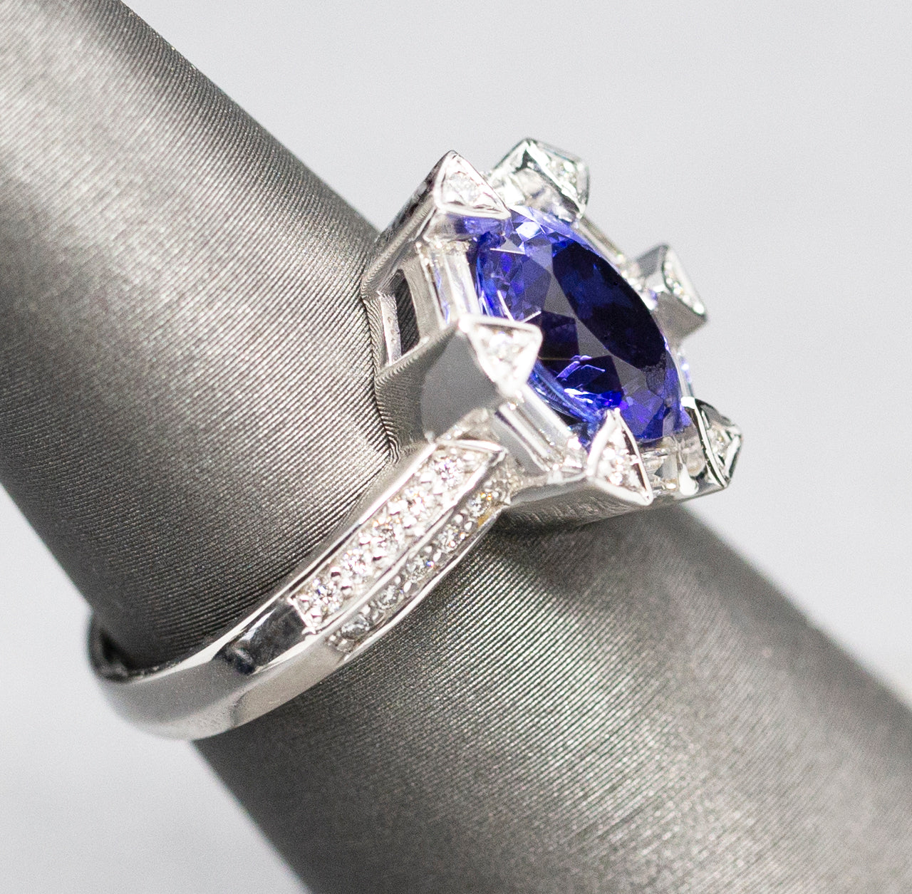 Luxe 2.87ctw Natural Tanzanite and Diamond Ring in 14k White Gold