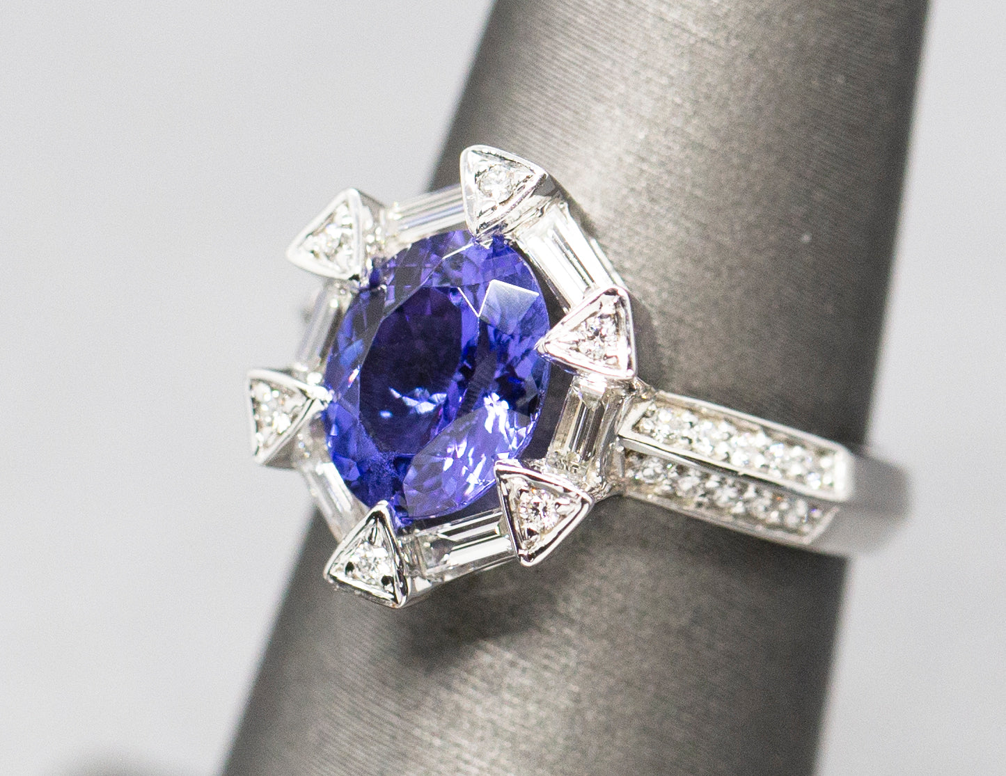 Luxe 2.87ctw Natural Tanzanite and Diamond Ring in 14k White Gold