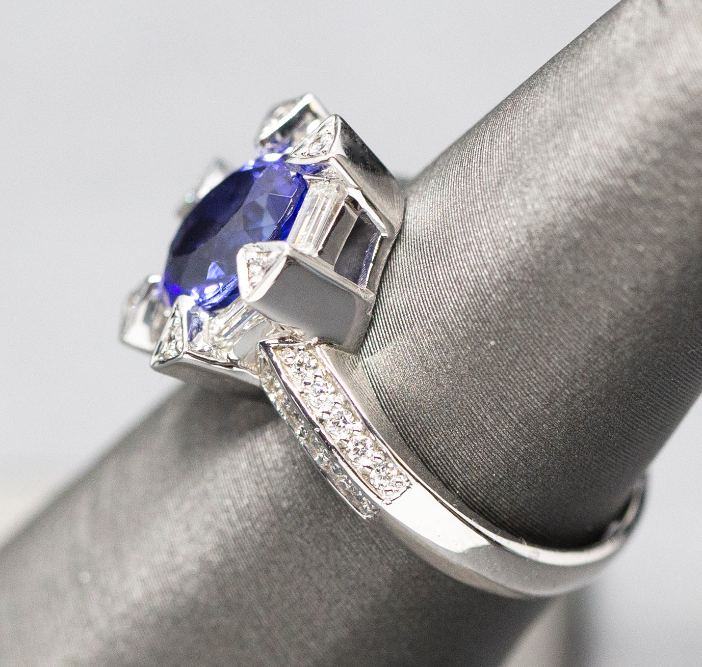 Luxe 2.87ctw Natural Tanzanite and Diamond Ring in 14k White Gold