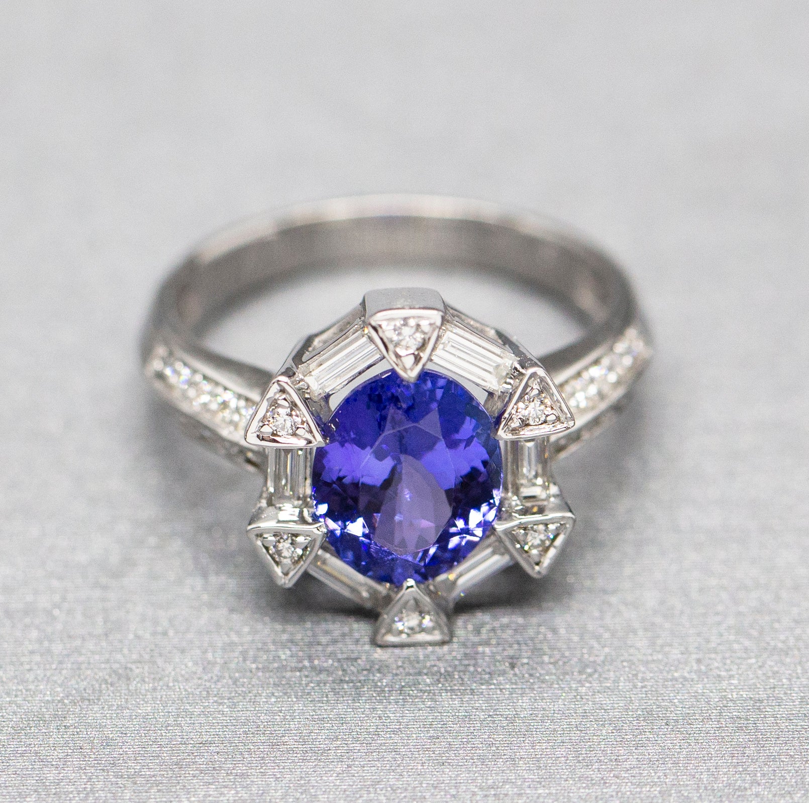 Luxe 2.87ctw Natural Tanzanite and Diamond Ring in 14k White Gold