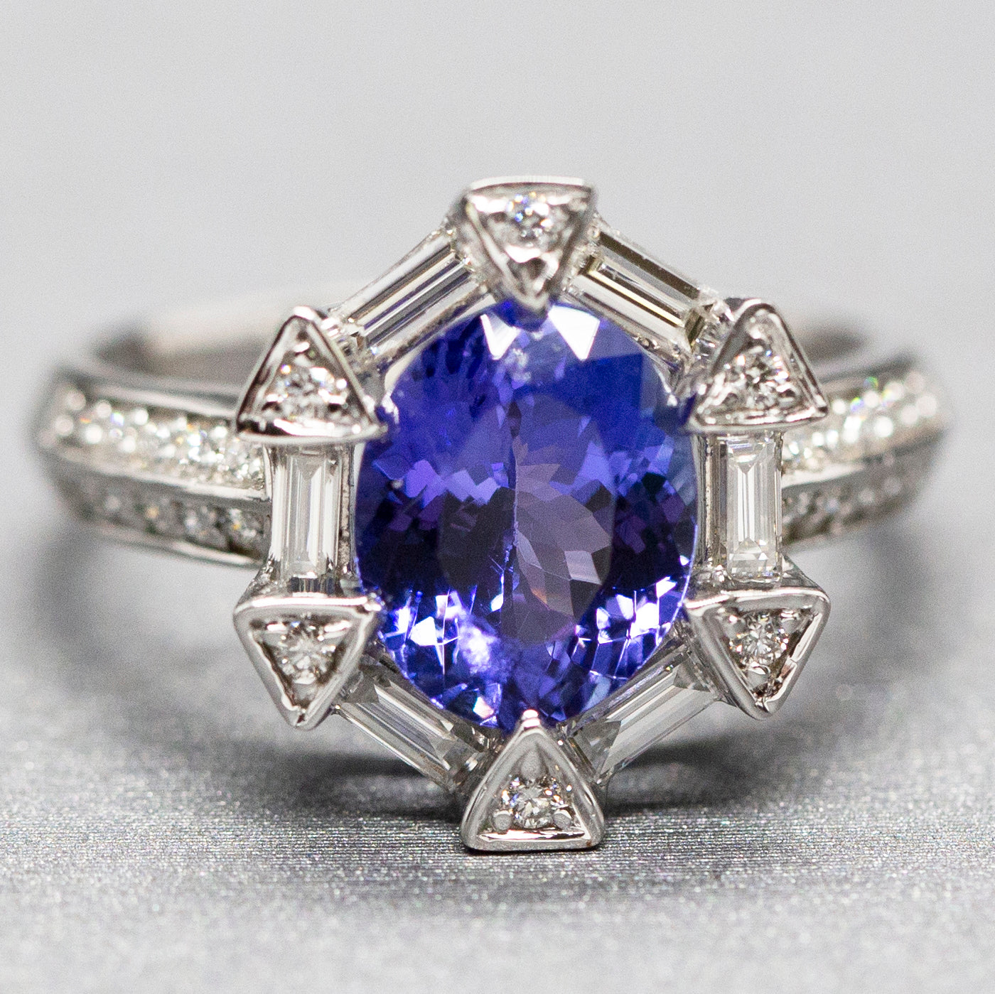 Luxe 2.87ctw Natural Tanzanite and Diamond Ring in 14k White Gold
