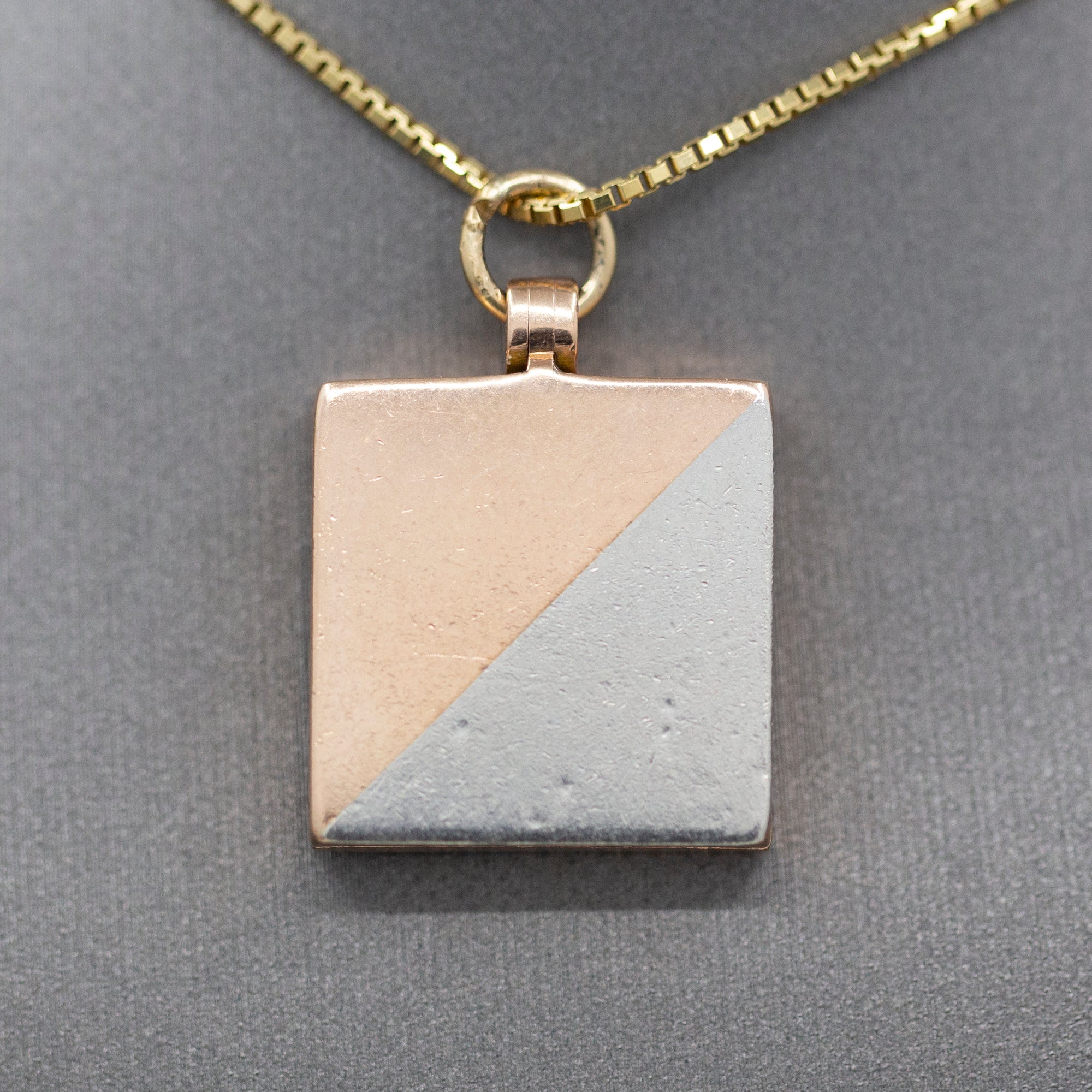 Antique Victorian Engraved Square Picture Locket in 14k Rose Gold and Platinum