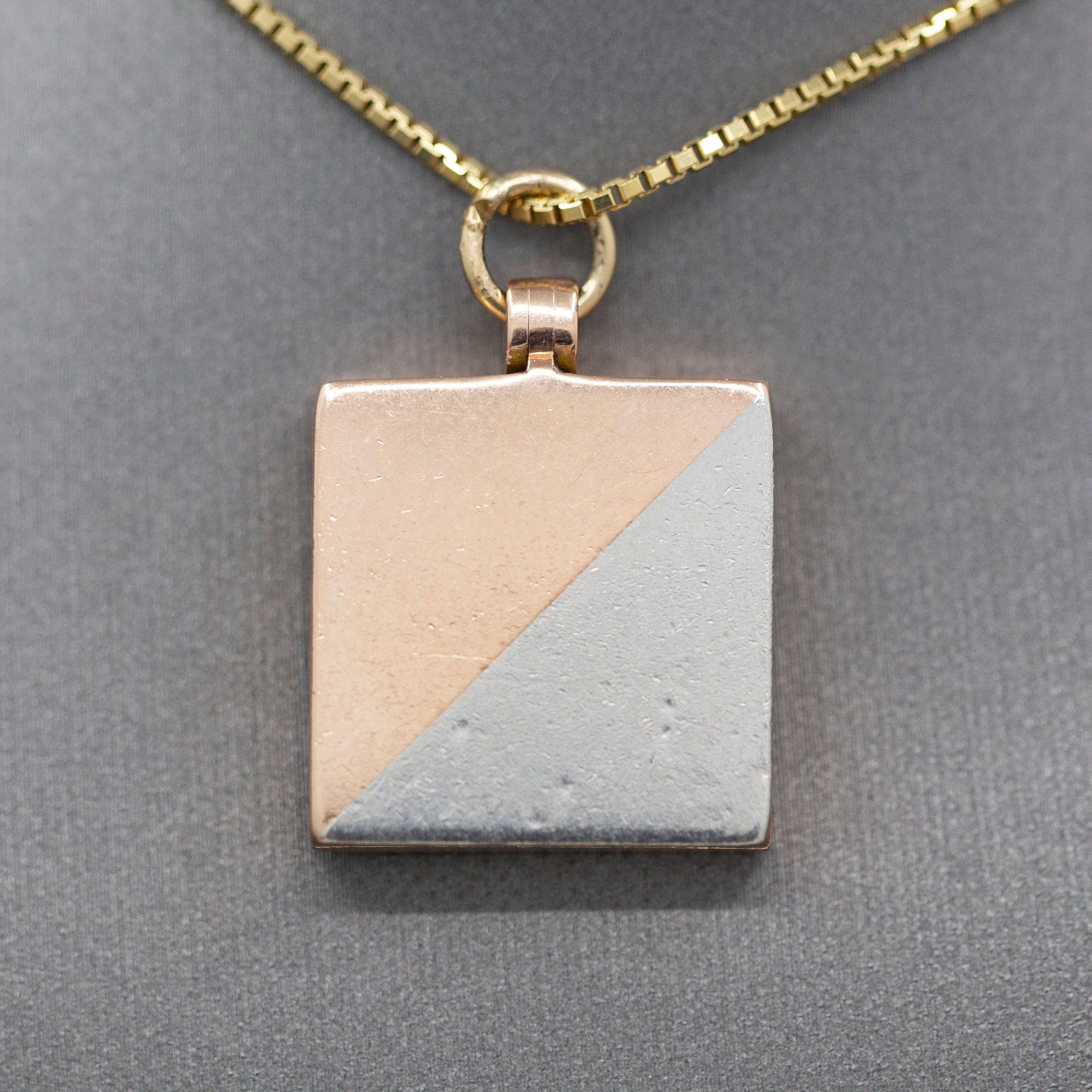 Antique Victorian Engraved Square Picture Locket in 14k Rose Gold and Platinum
