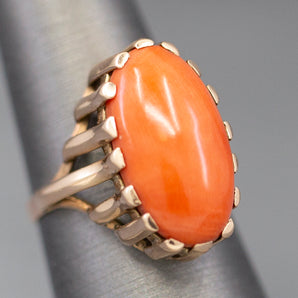 Modernist Coral Ring in 14k Yellow Gold