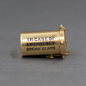 In Case of Emergency Break Glass Charm Pendant with One Dollar Bill in 14k Yellow Gold