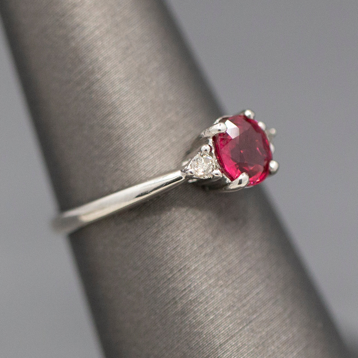 Royal Red Spinel and Diamond Ring in Platinum