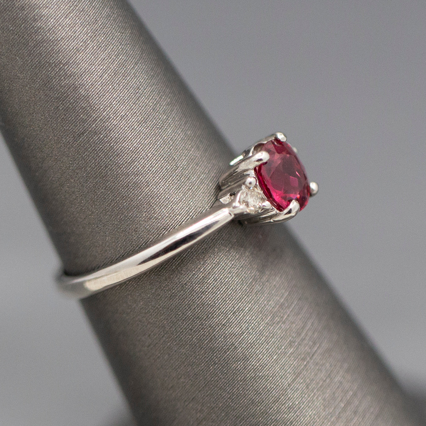Royal Red Spinel and Diamond Ring in Platinum