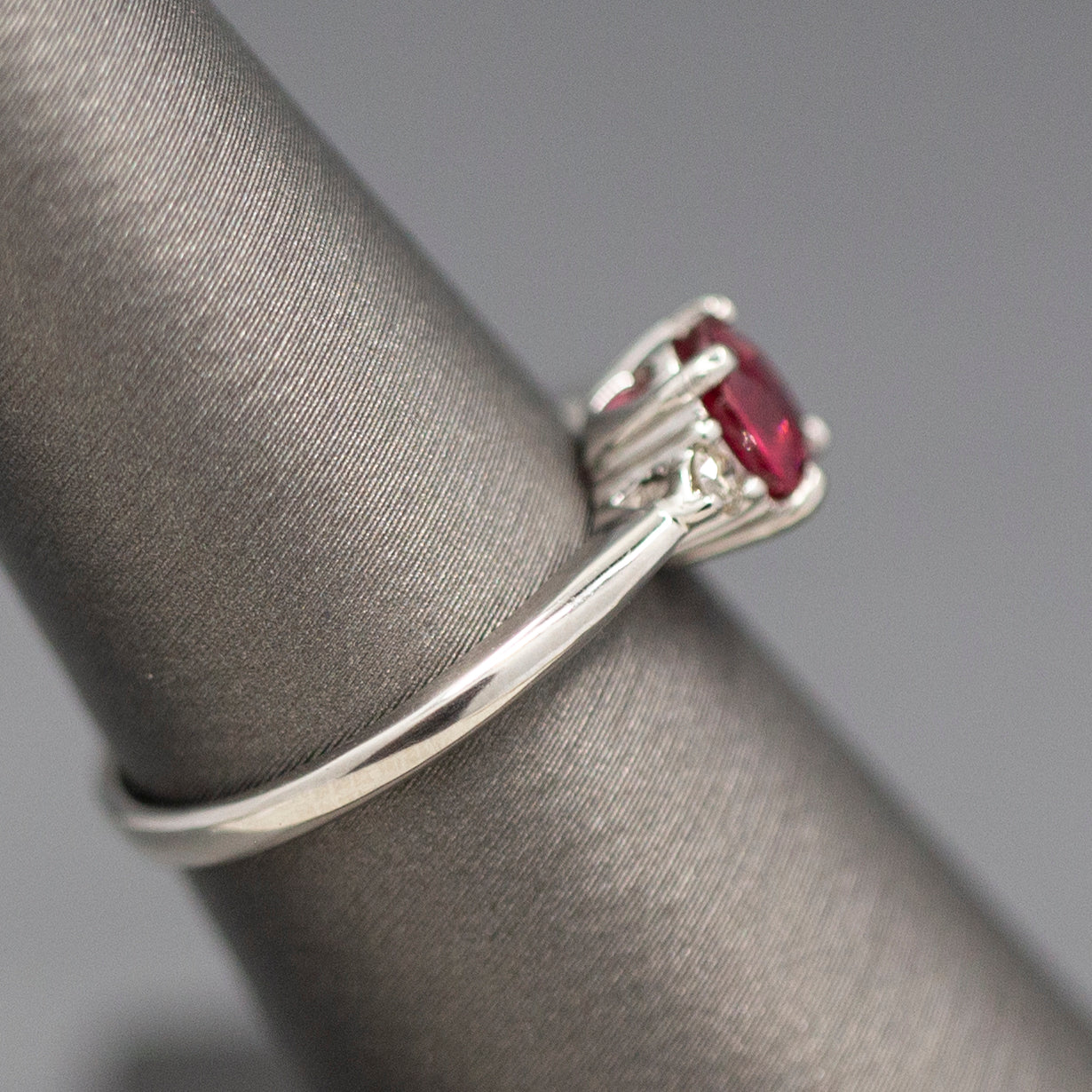 Royal Red Spinel and Diamond Ring in Platinum