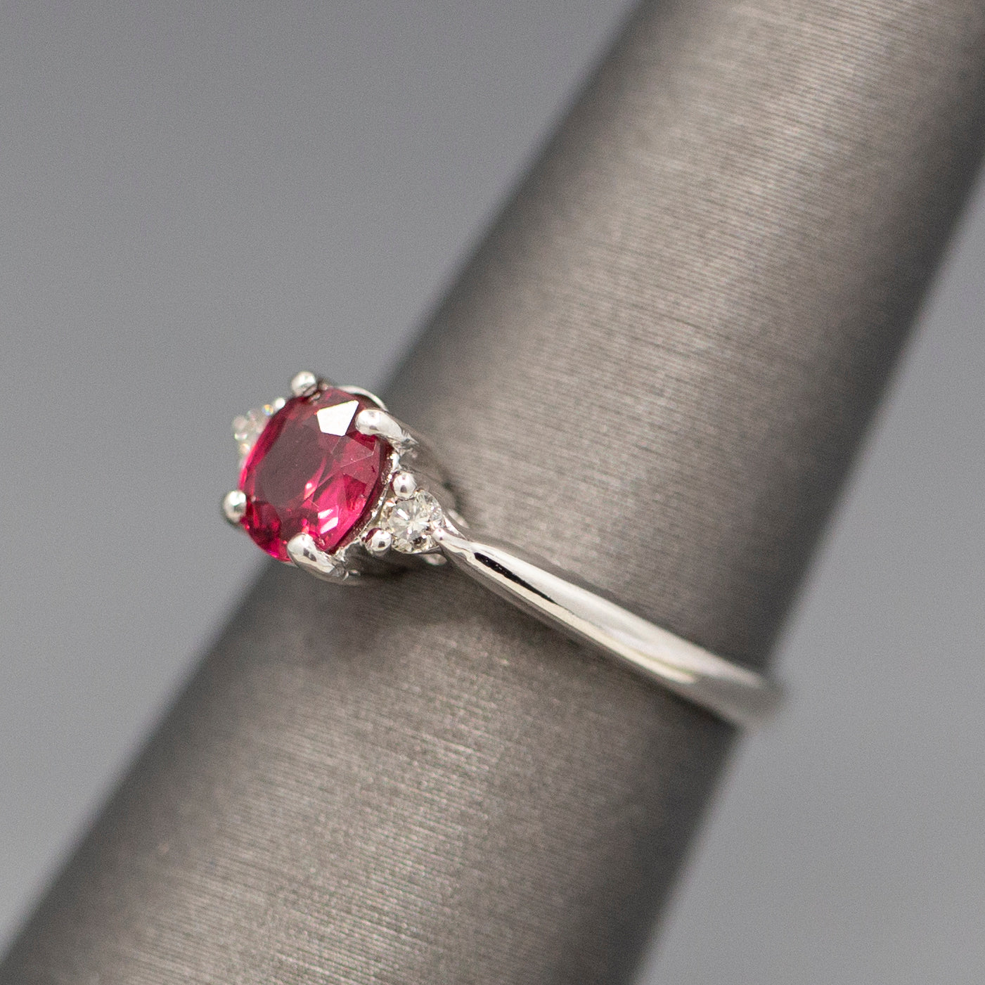 Royal Red Spinel and Diamond Ring in Platinum