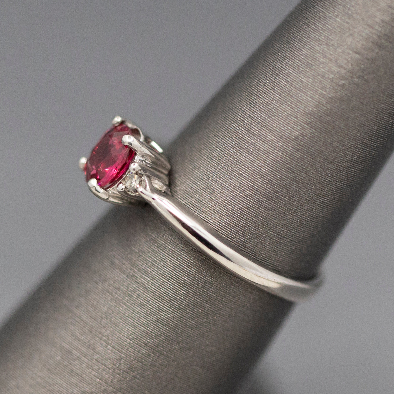 Royal Red Spinel and Diamond Ring in Platinum