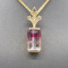 Bi-Color Emerald Cut Tourmaline Enhancer Pendant in 14k Yellow Gold
