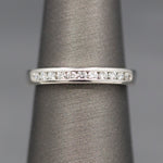 Petite Channel Set Round Diamond Wedding Band Stackable Ring in 14k White Gold