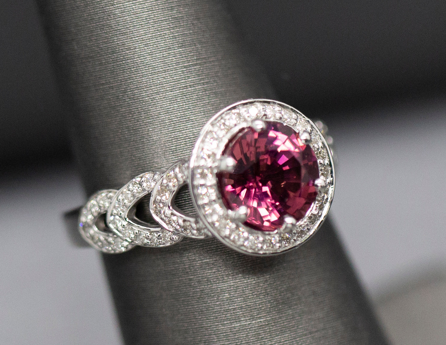 Handcrafted 2.13ctw Striking Pink Tourmaline and Diamond Ring 14k