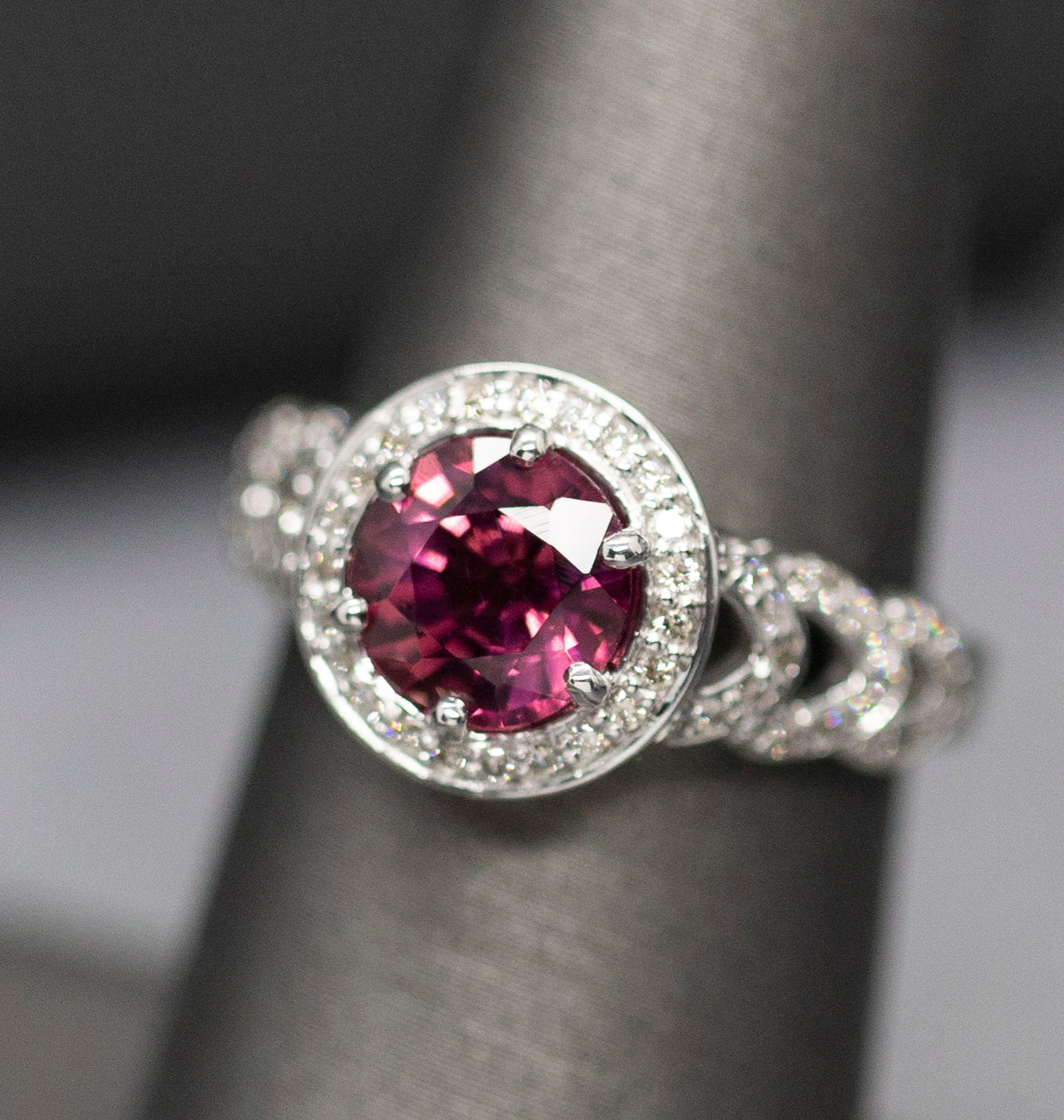 Handcrafted 2.13ctw Striking Pink Tourmaline and Diamond Ring 14k