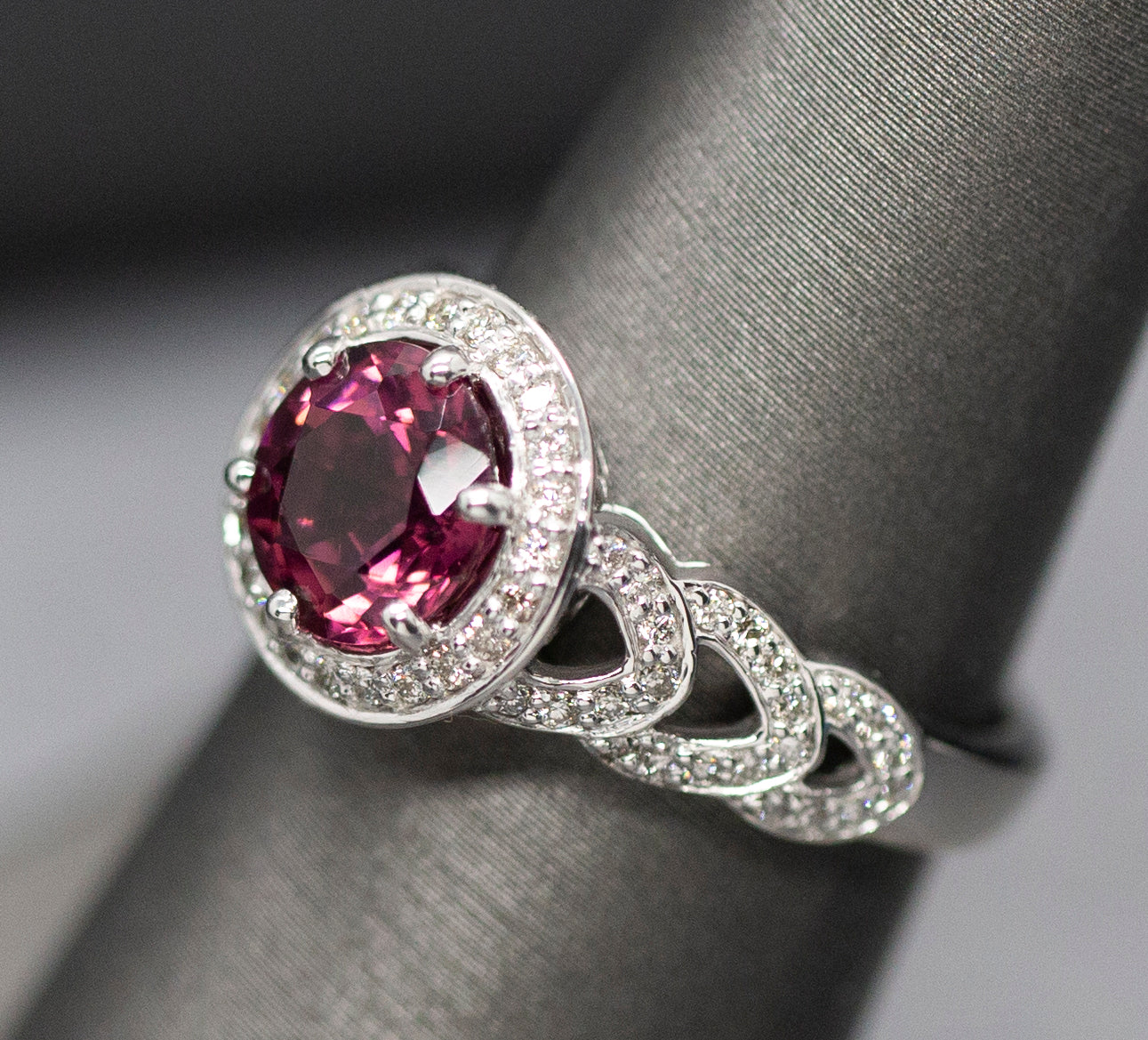 Handcrafted 2.13ctw Striking Pink Tourmaline and Diamond Ring 14k