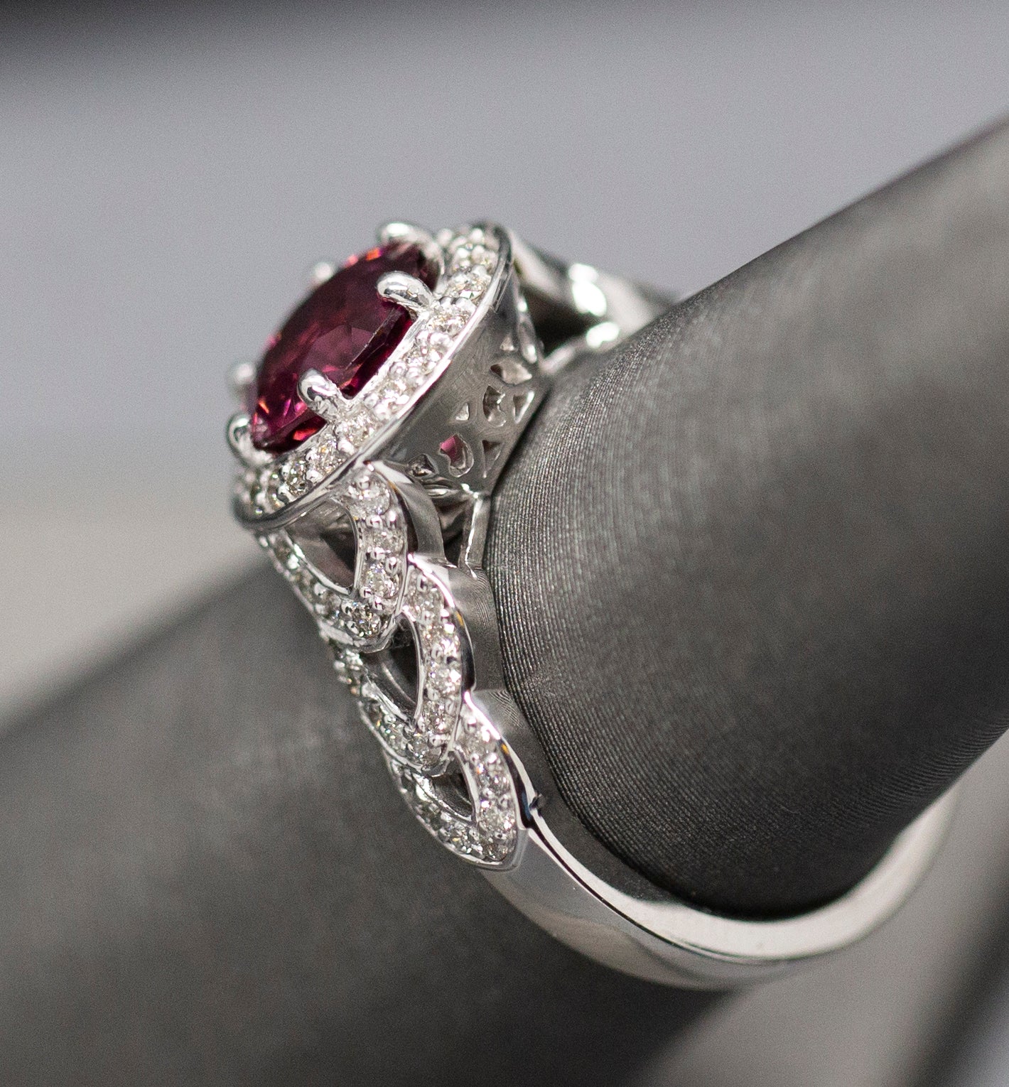 Handcrafted 2.13ctw Striking Pink Tourmaline and Diamond Ring 14k