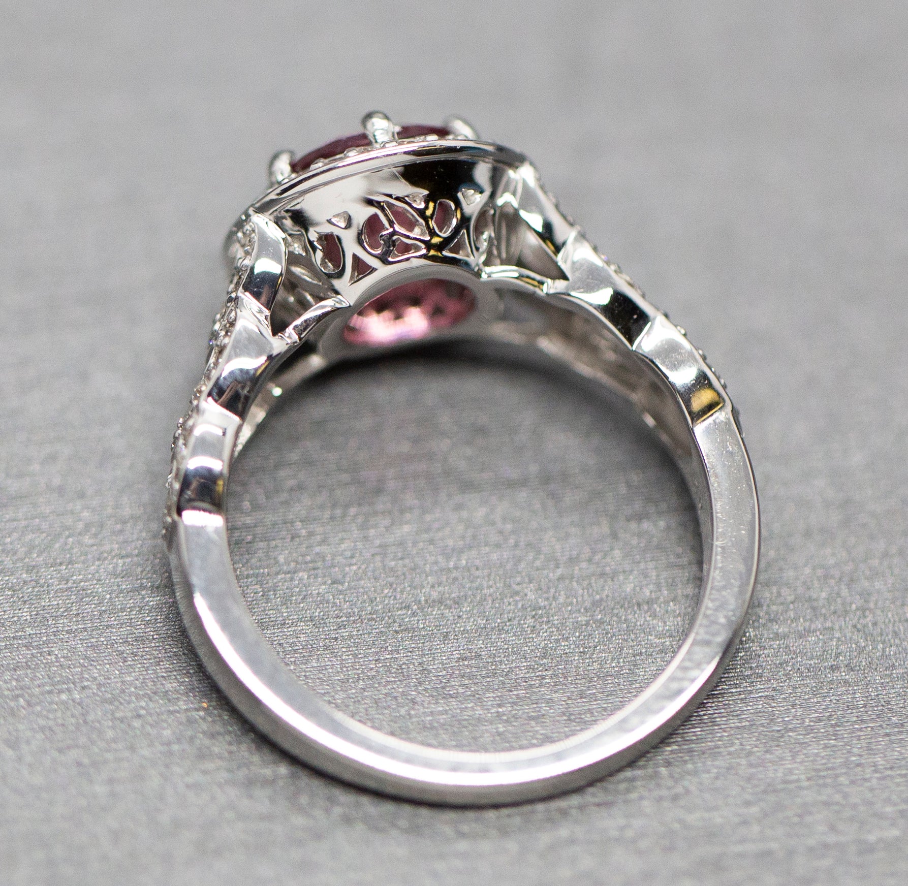 Handcrafted 2.13ctw Striking Pink Tourmaline and Diamond Ring 14k