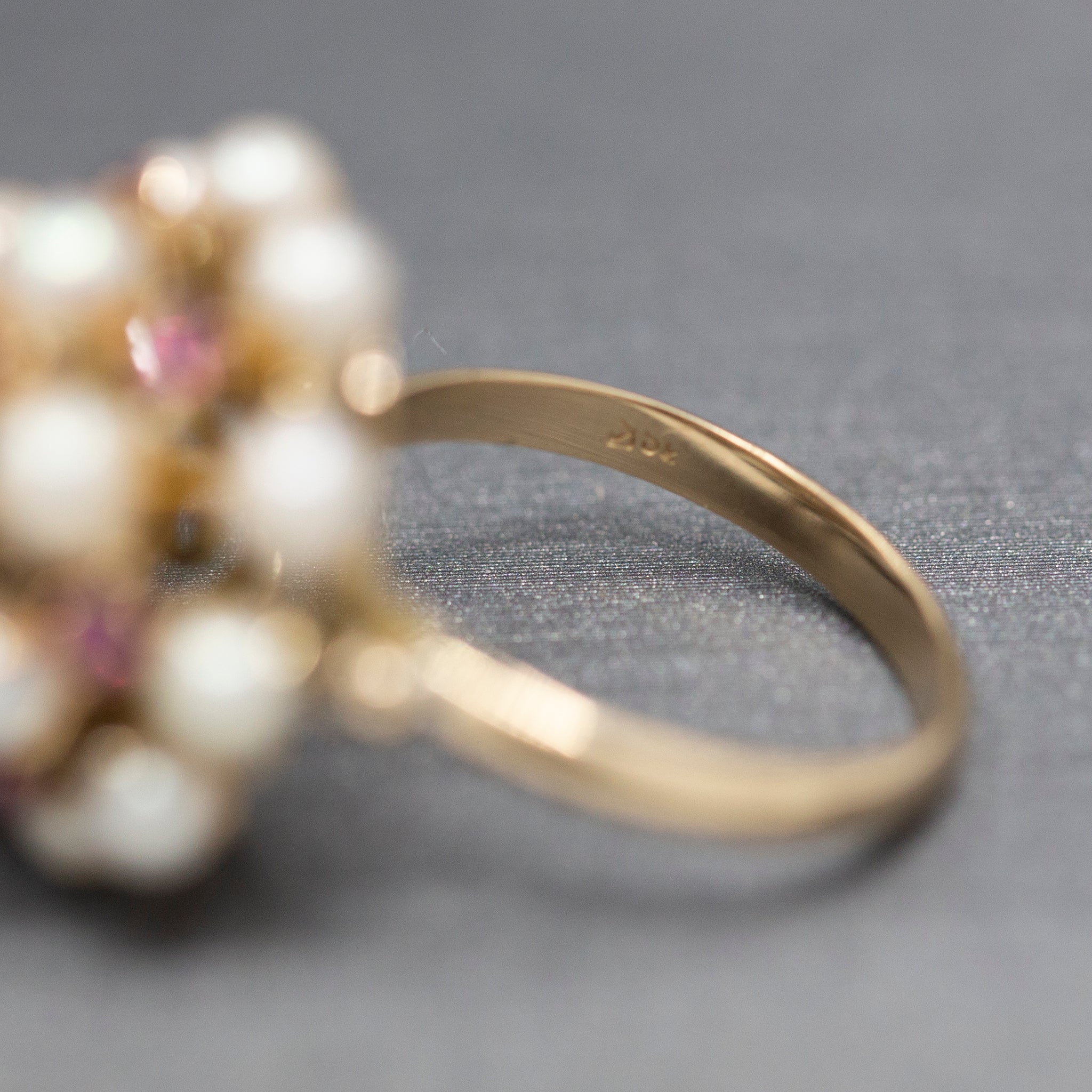Gorgeous Vintage Ruby and Pearl Tiered Princess Harem Ring in 18k Yellow Gold