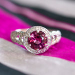 Handcrafted 2.13ctw Striking Pink Tourmaline and Diamond Ring 14k