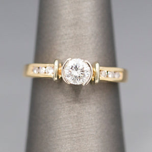 Modern Semi-Bezel Set Diamond Engagement Ring with Channel Set Diamonds in 14k Yellow Gold
