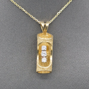Fun Sparkling Diamond Tiki Pendant Necklace in 14k Yellow Gold, Souvenirs from Hawaii, Hawaiian Jewelry 14k