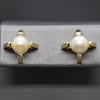 Upcycled Bold Geometric Akoya Pearl Stud Earrings in 14k Yellow Gold