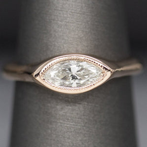 East West 0.69ct Marquise Diamond 14k Rose Gold Ring