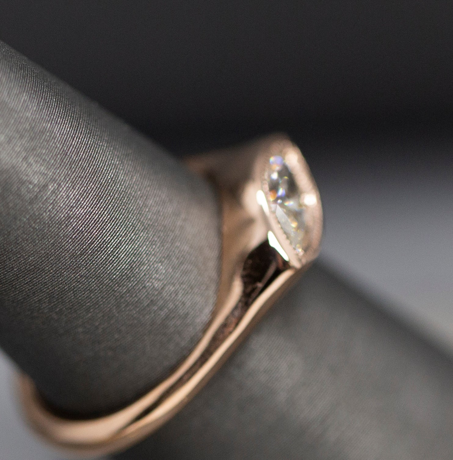 East West 0.69ct Marquise Diamond 14k Rose Gold Ring