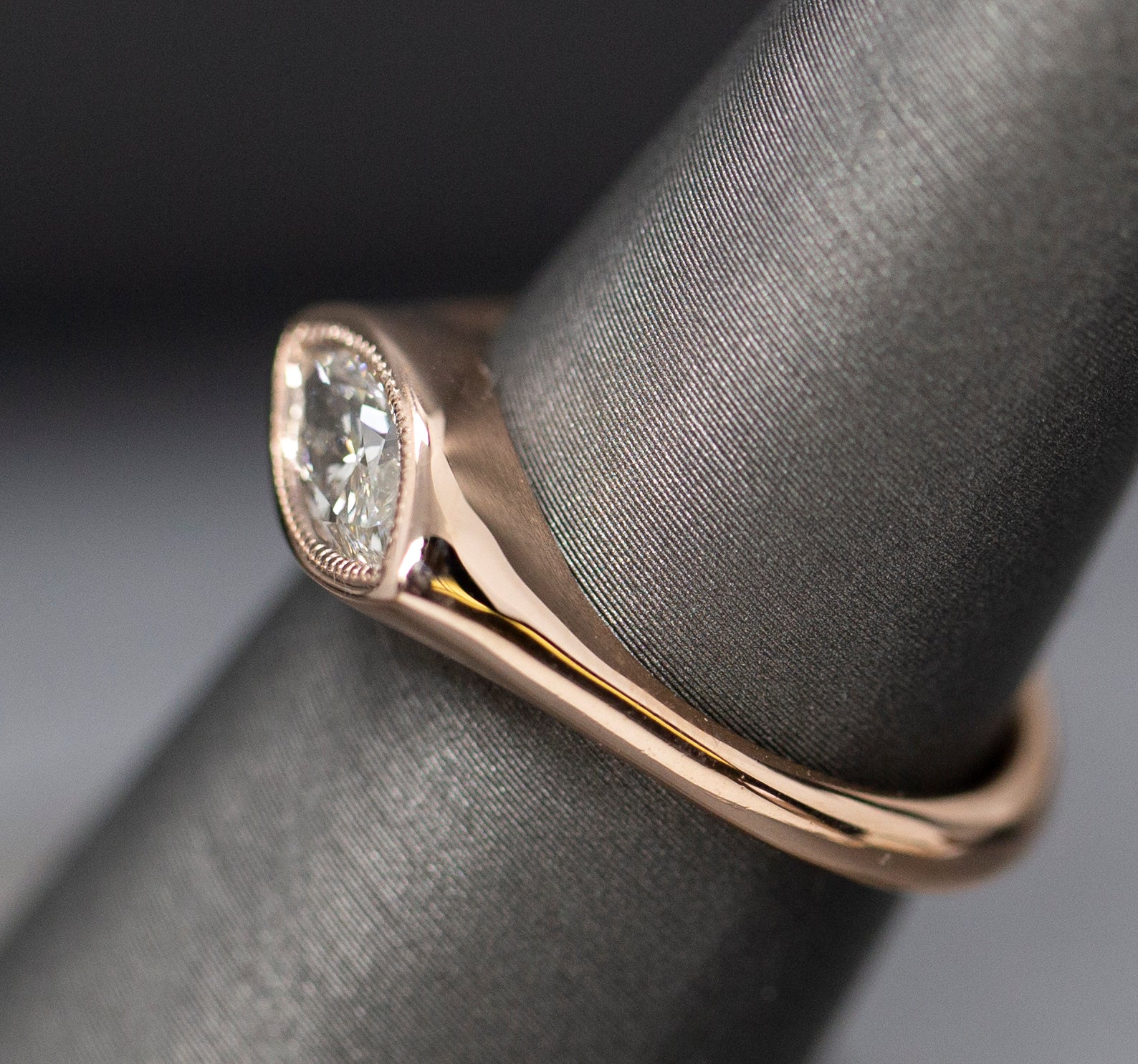 East West 0.69ct Marquise Diamond 14k Rose Gold Ring