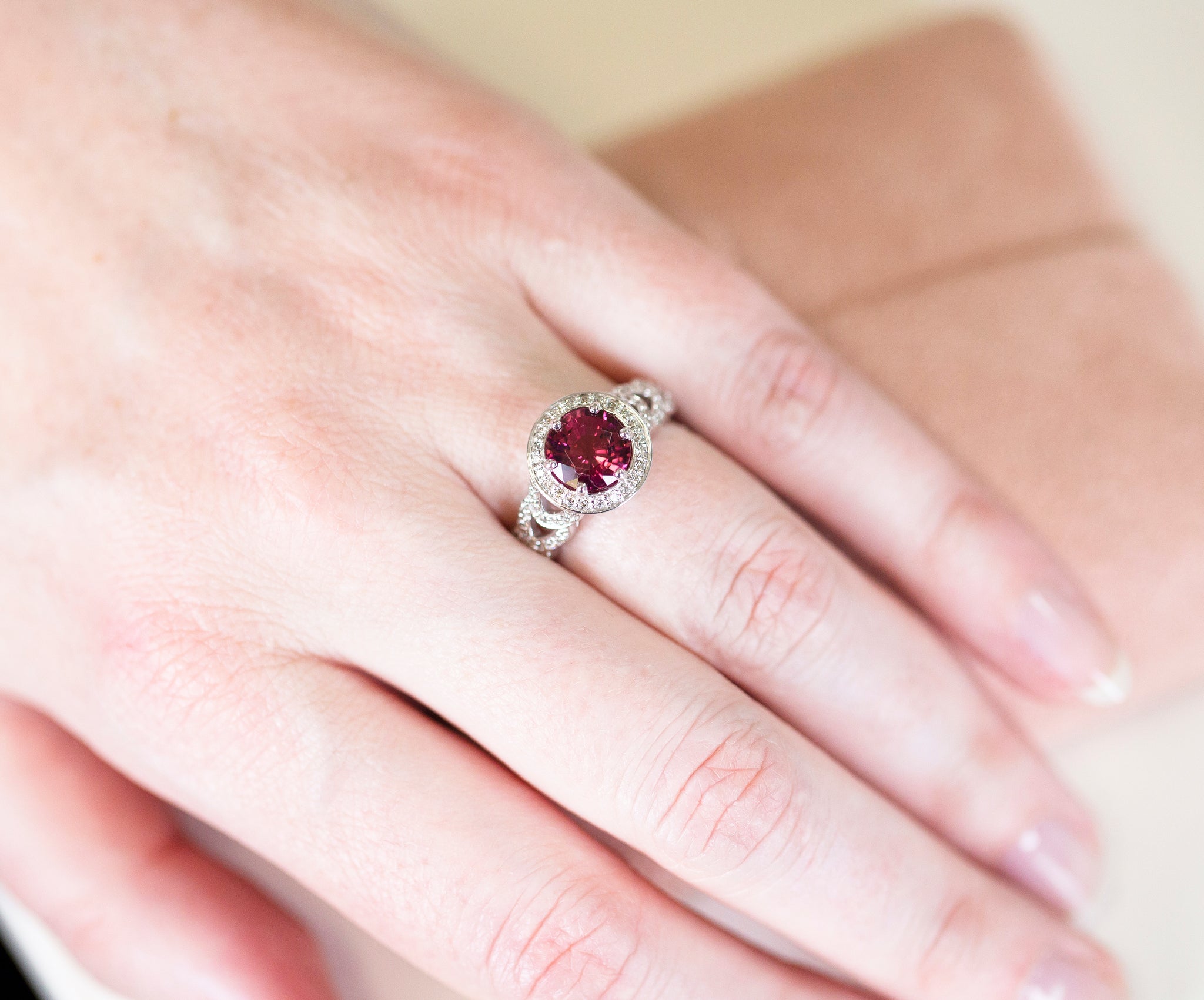 Handcrafted 2.13ctw Striking Pink Tourmaline and Diamond Ring 14k