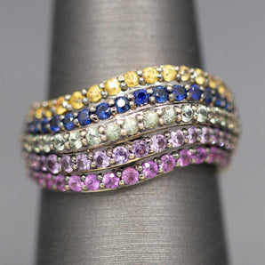 Le Vian Sapphire Multi Color Wave Band Ring in 14k Yellow Gold