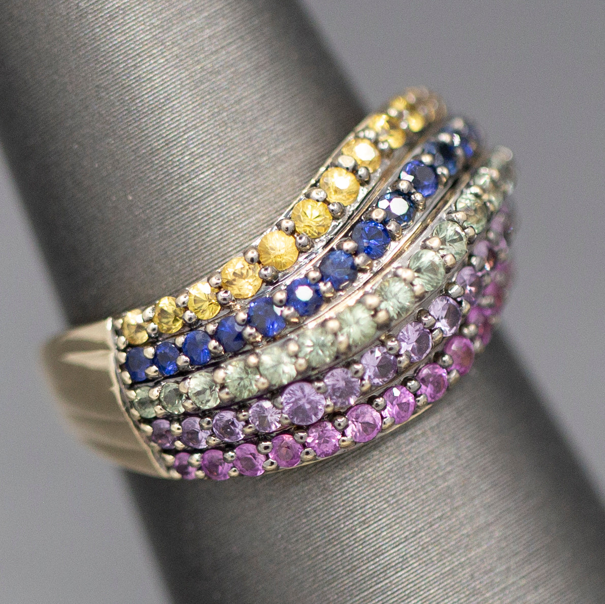 Le Vian Sapphire Multi Color Wave Band Ring in 14k Yellow Gold