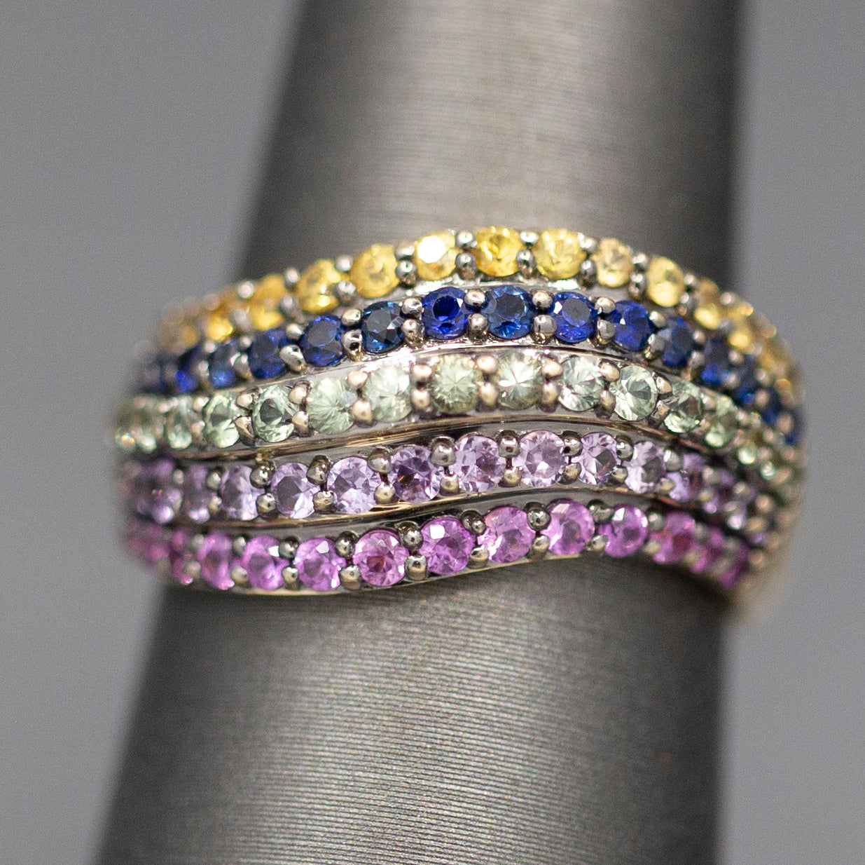 Le Vian Sapphire Multi Color Wave Band Ring in 14k Yellow Gold