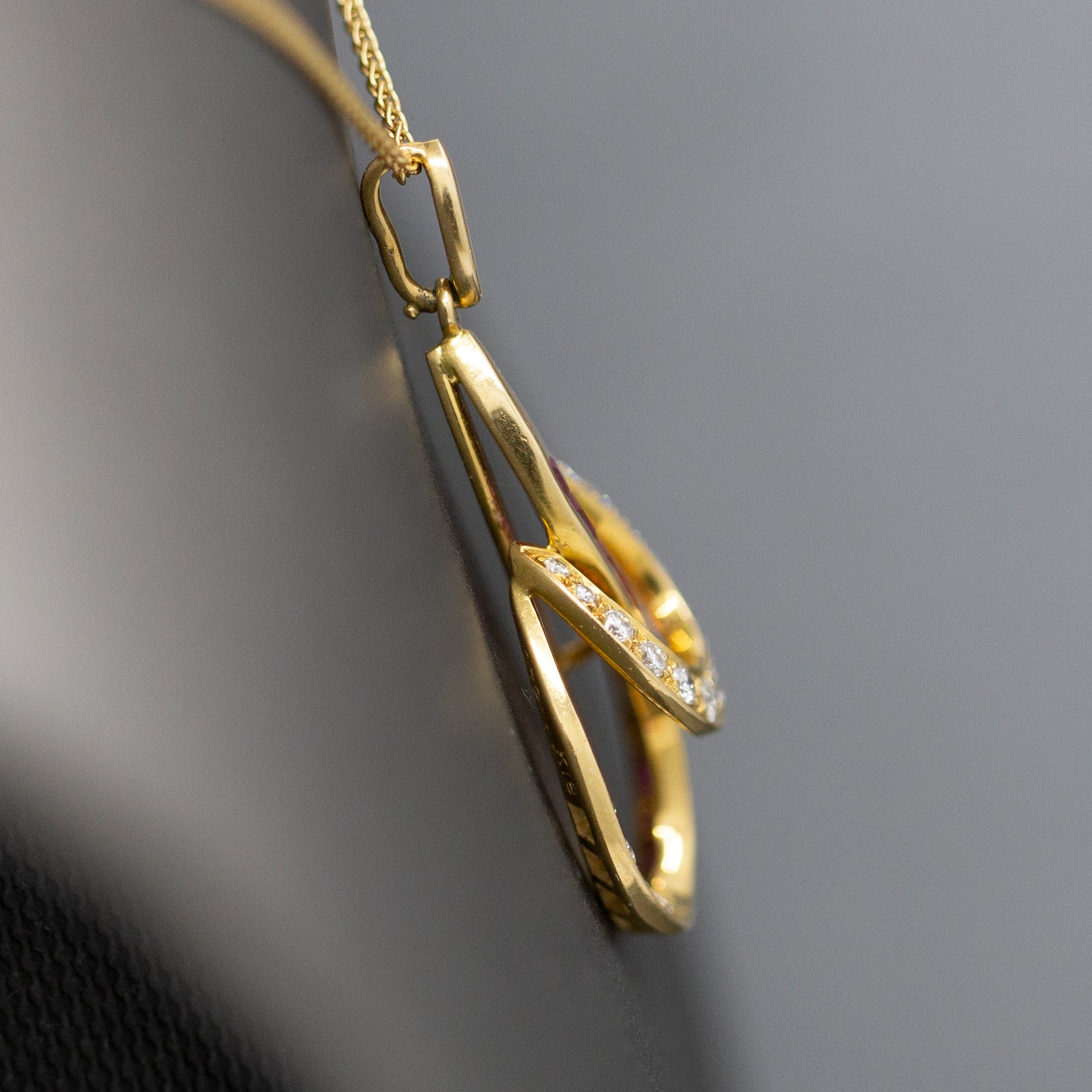 Striking Luxe Natural Ruby and Diamond Pendant Necklace in 18k Yellow Gold
