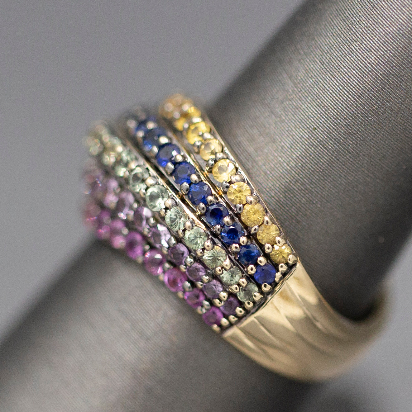 Le Vian Sapphire Multi Color Wave Band Ring in 14k Yellow Gold