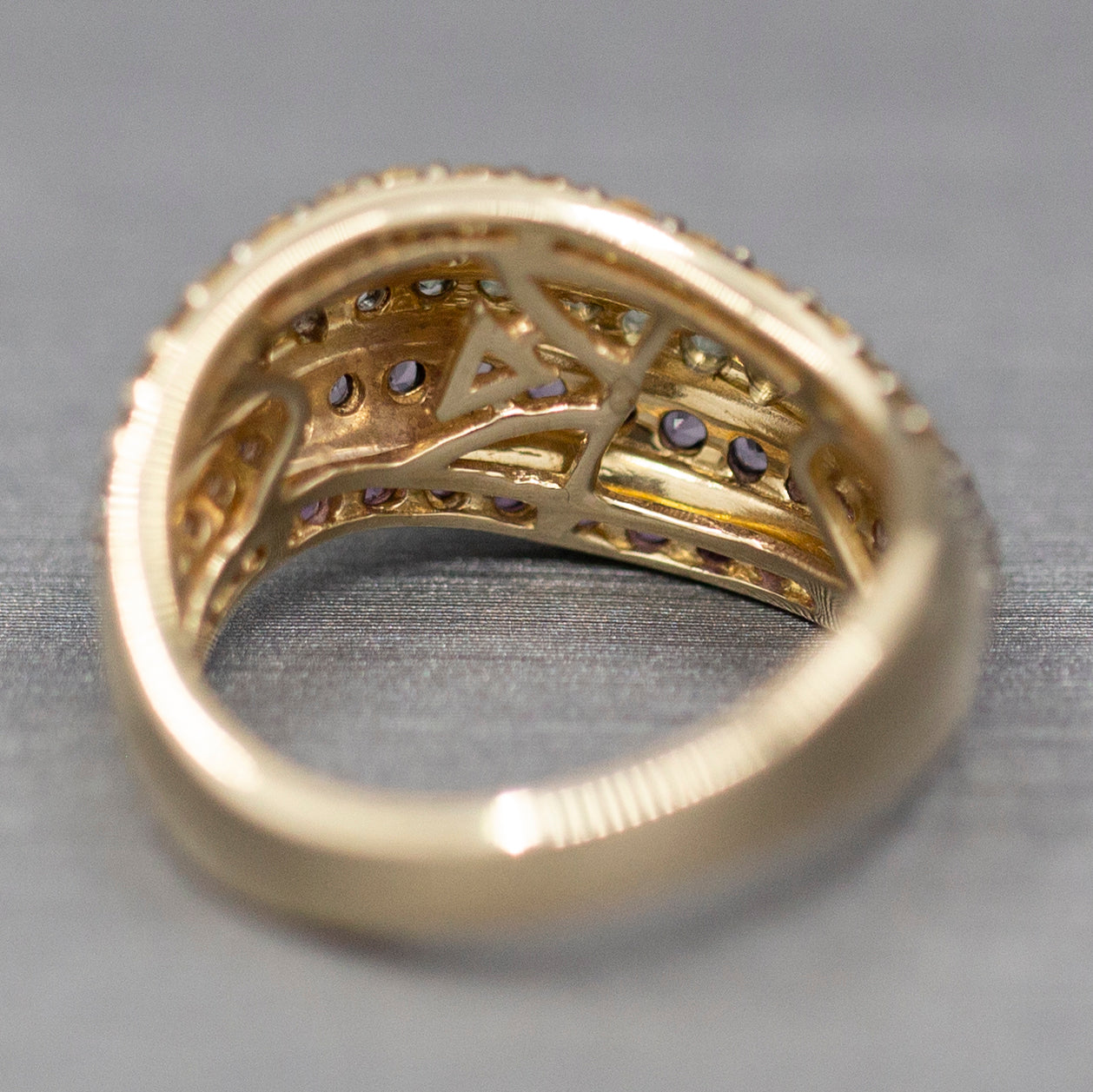 Le Vian Sapphire Multi Color Wave Band Ring in 14k Yellow Gold