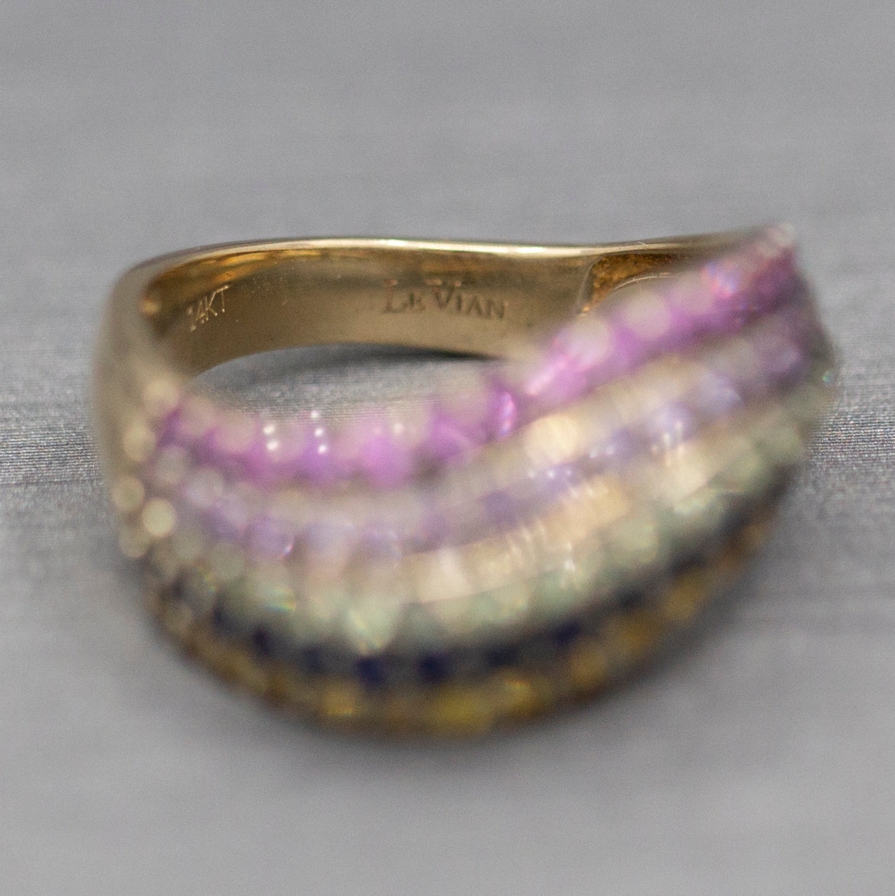Le Vian Sapphire Multi Color Wave Band Ring in 14k Yellow Gold