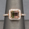 Luscious Watermelon Tourmaline and Diamond Halo Ring in 14k Rose Gold