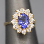 Stunning Tanzanite and Diamond Ring in 14k Yellow Gold