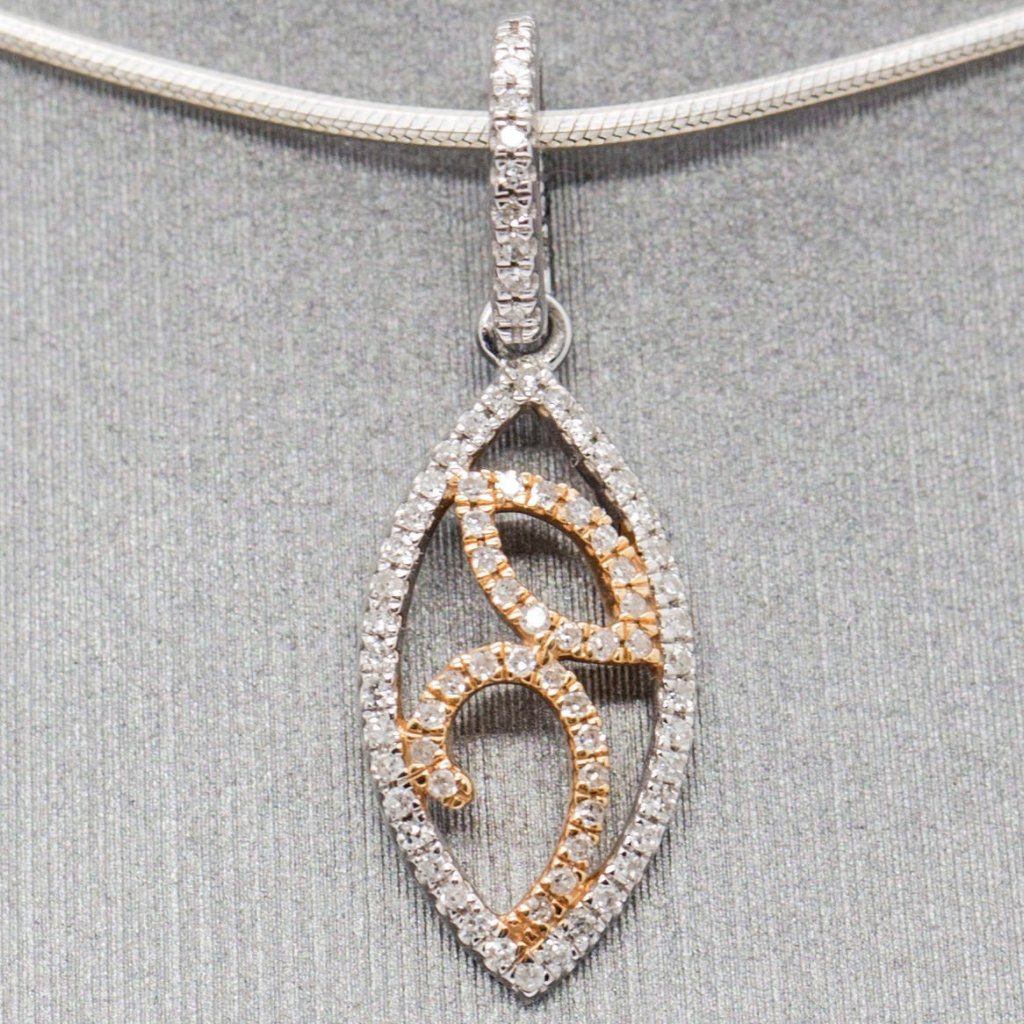 Dainty 0.11ctw Diamond Pendant Necklace in 14k White & Rose Gold