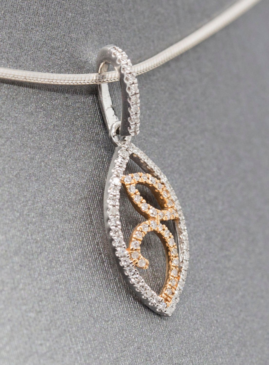 Dainty 0.11ctw Diamond Pendant Necklace in 14k White & Rose Gold