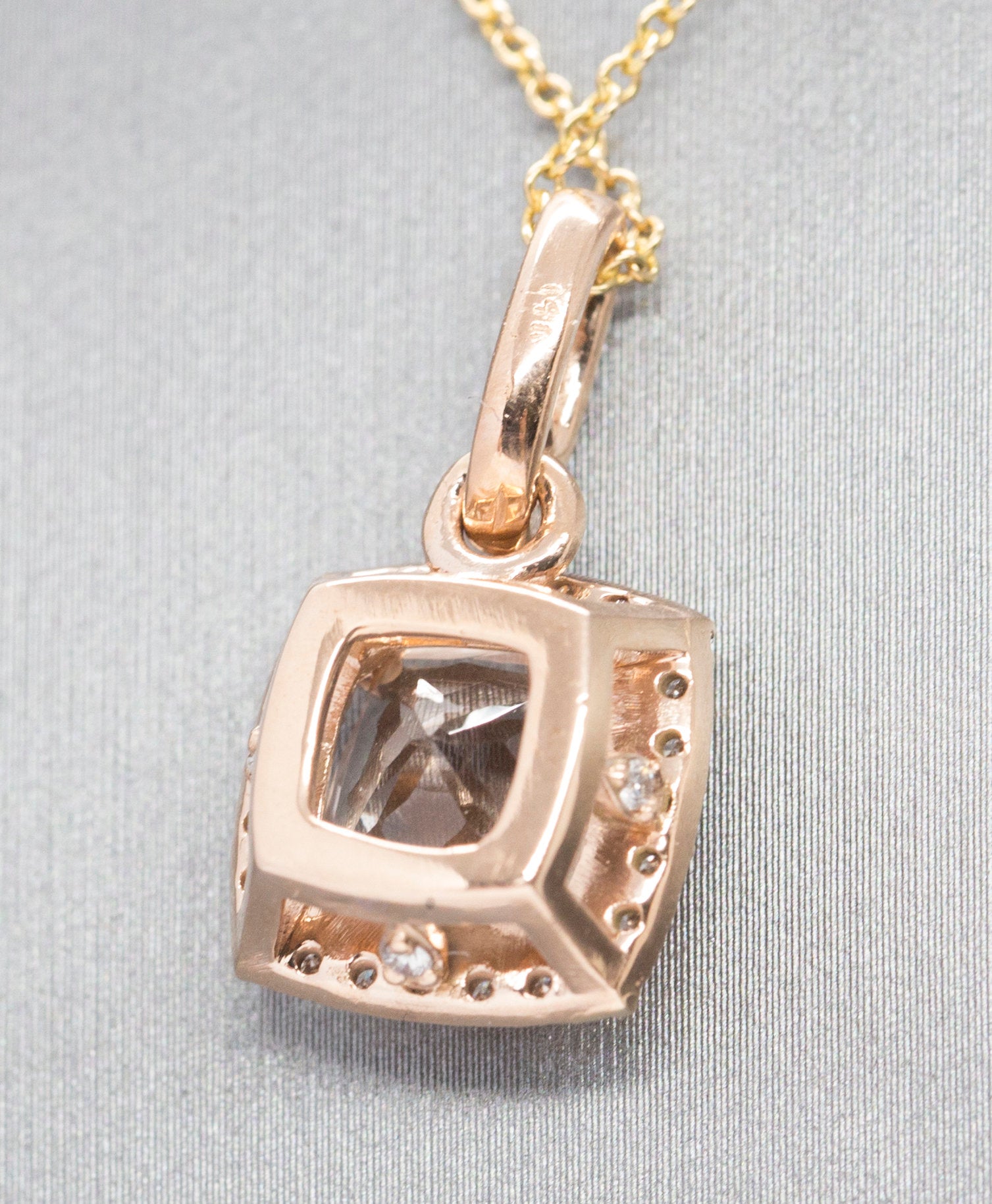 Glamorous 3.07ctw Morganite and Diamond Halo Handmade 14k Rose Gold Pendant Necklace