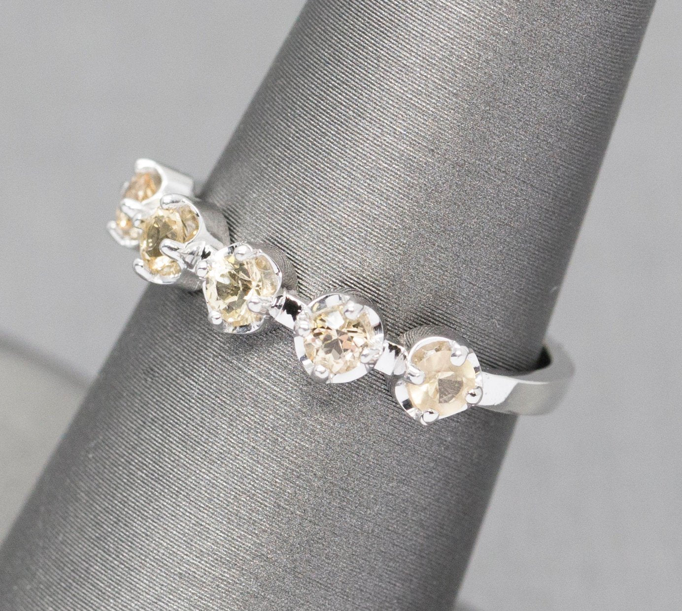 Peach 0.60ctw Imperial Topaz 14k White Gold Stack Ring Size 7.25
