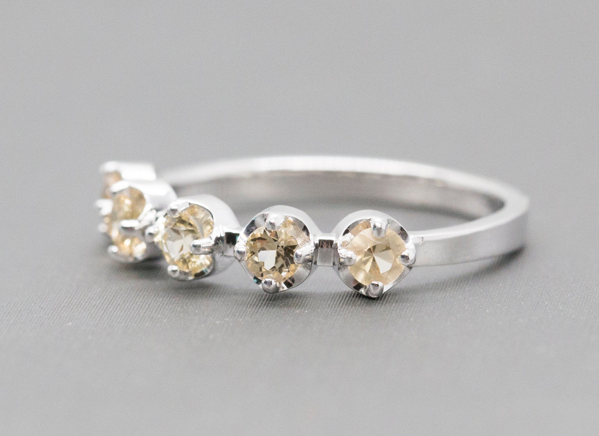Peach 0.60ctw Imperial Topaz 14k White Gold Stack Ring Size 7.25