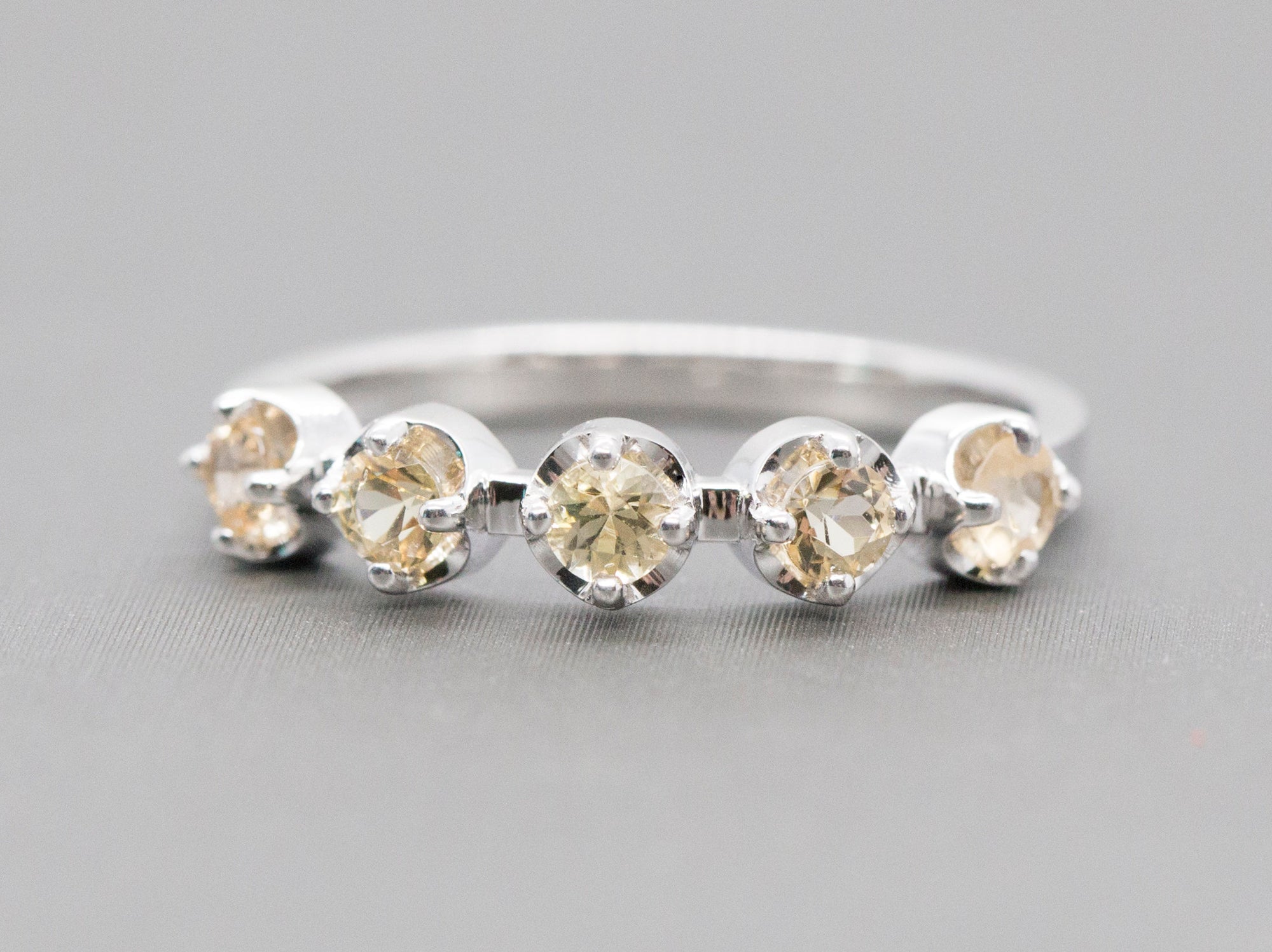 Peach 0.60ctw Imperial Topaz 14k White Gold Stack Ring Size 7.25